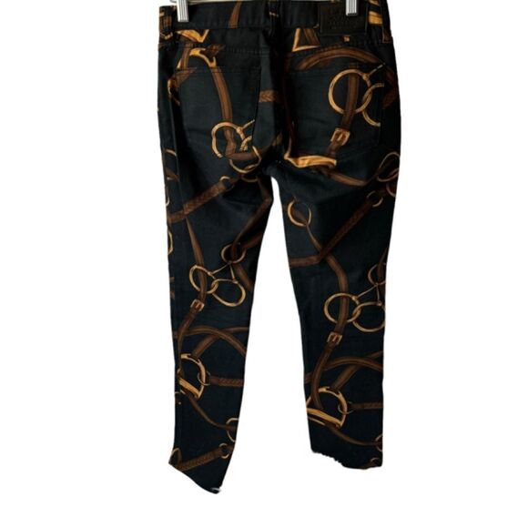 LRL Ralph Lauren Equestrian Horse Bit Pattern Black Jeans Sz 0 - Picture 3 of 12